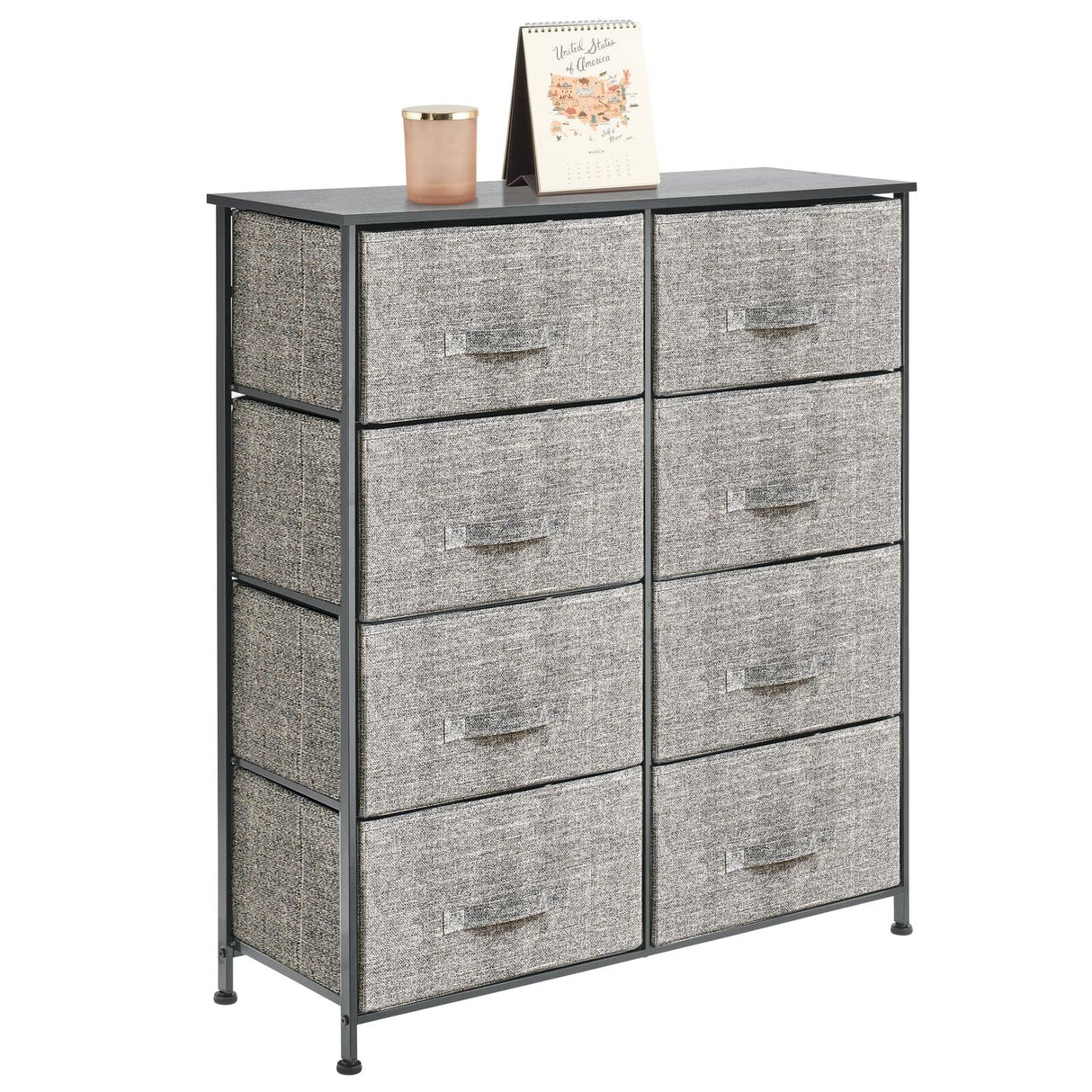 38.31" High Steel Frame/Wood Top Storage Dresser Furniture Unit with 8 Removable