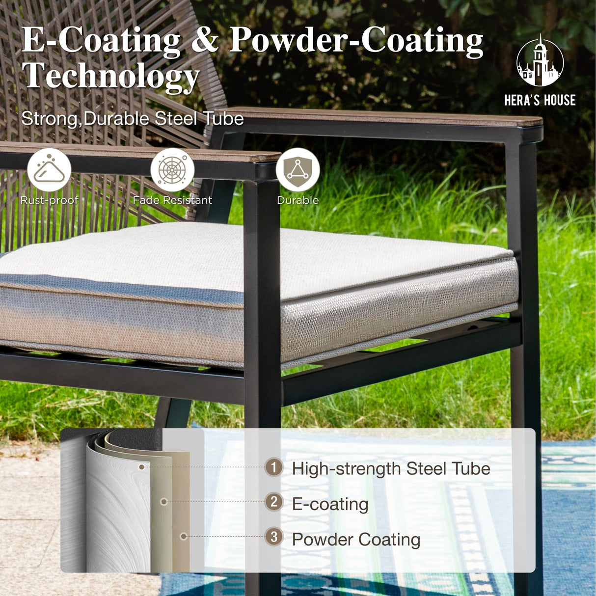 7 Pieces Patio Table and Chairs Set, Outdoor Dining Set for 7