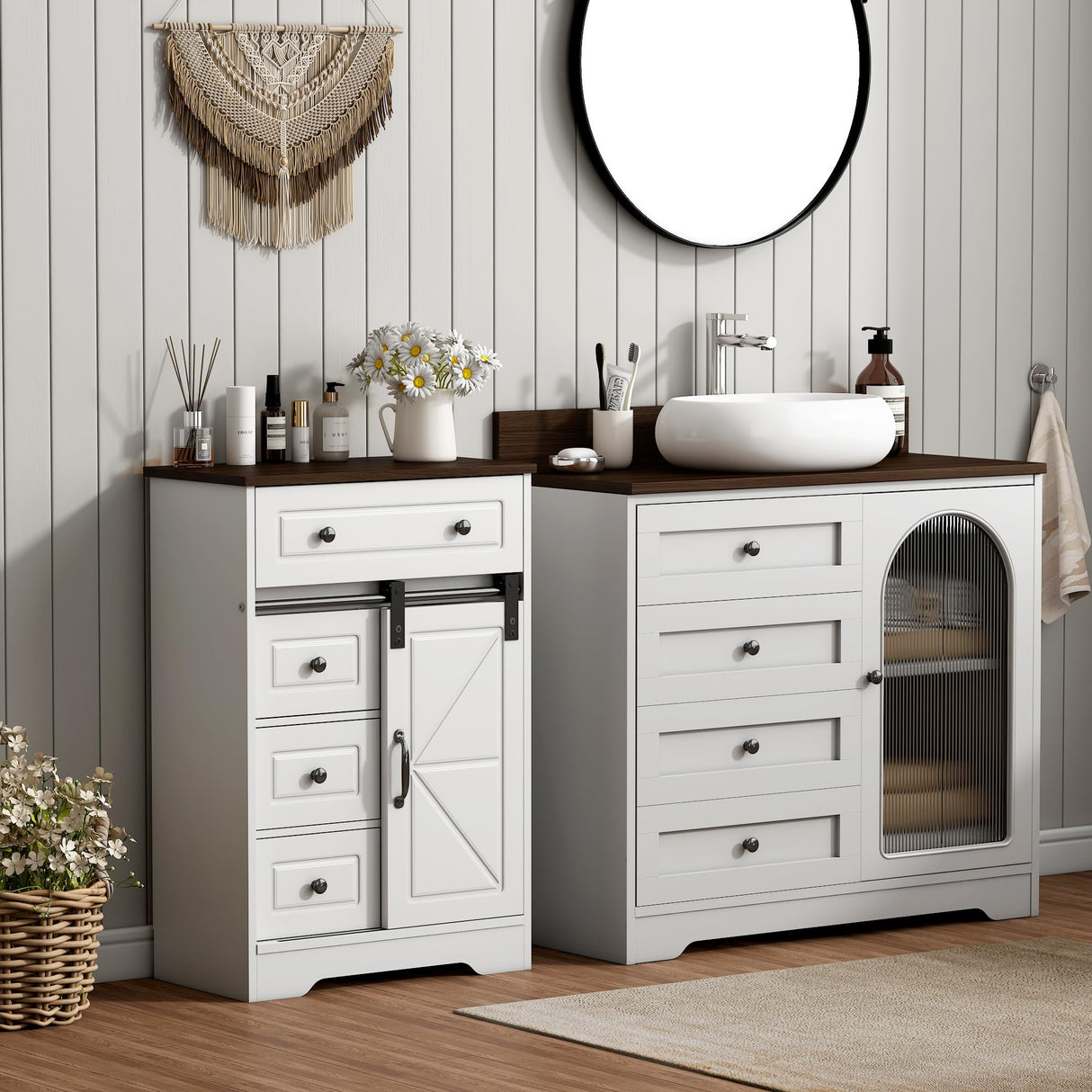 Bathroom Cabinet, Farmhouse Storage Cabinet