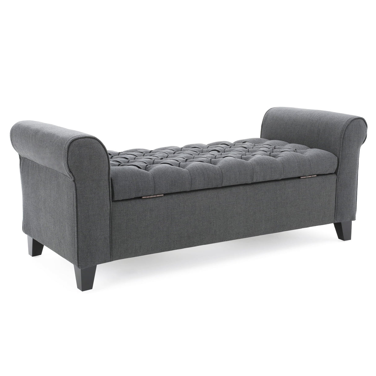 Keiko Fabric Armed Storage Bench, Dark Grey