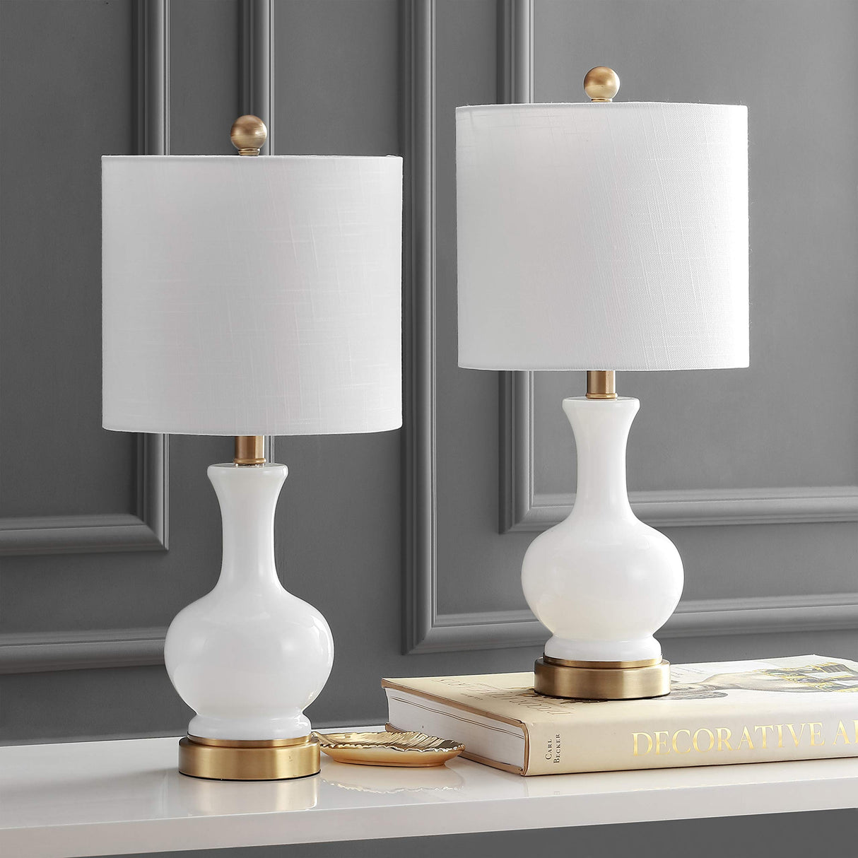YL4033A-SET2 Set of 2 Table Lamps Cox 22" Glass/Metal LED Table Lamp Contemporary