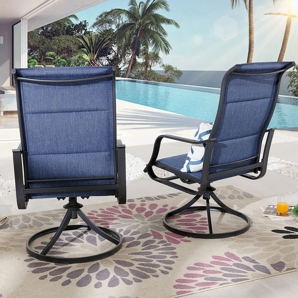 Patio Dining Chairs 2 Pieces Outdoor Metal Swivel Rocker Chair