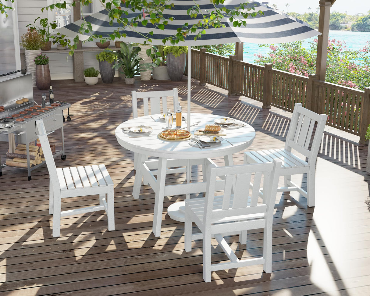 5 Piece HDPE Outdoor Dining Tables and Chairs, All-Weather Patio Outdoor Furniture