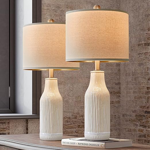 23.25 inches Modern Ceramic Table Lamp Set of 2 for Living Room