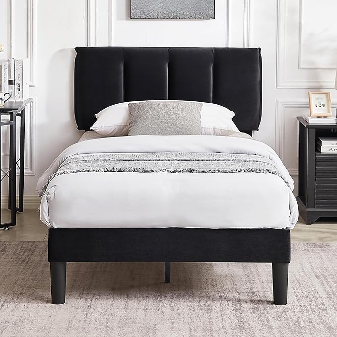 Queen Bed Frame with Upholstered Headboard
