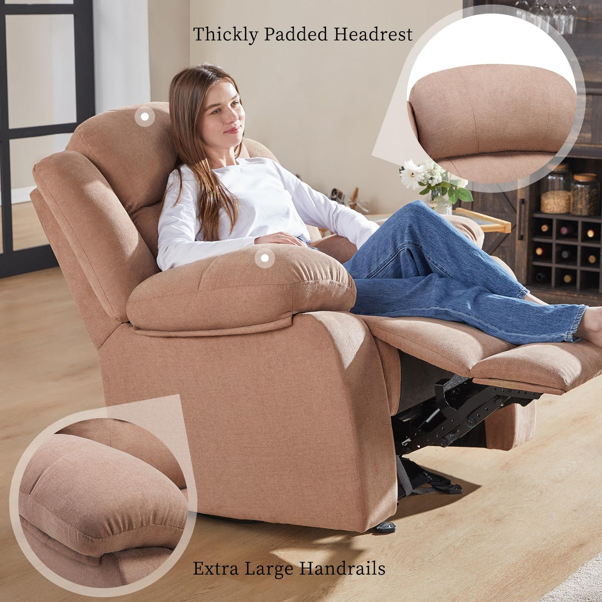 Rocking Recliner Chair with Massage, Overstuffed Recliner Chair Rocking
