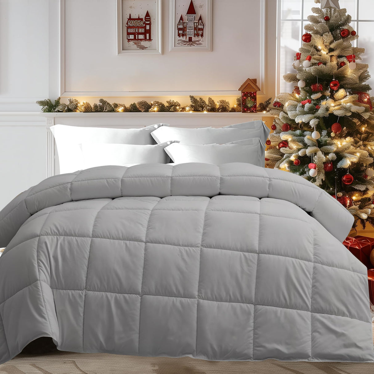 Feather and Down Comforter King Size, Lightweight Duvet Insert