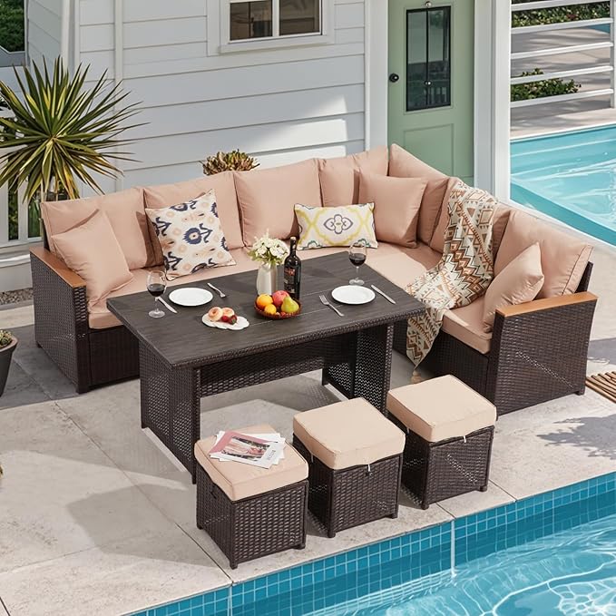 7 Pieces Patio Furniture Sets,Outdoor Furniture Set with Dining Table