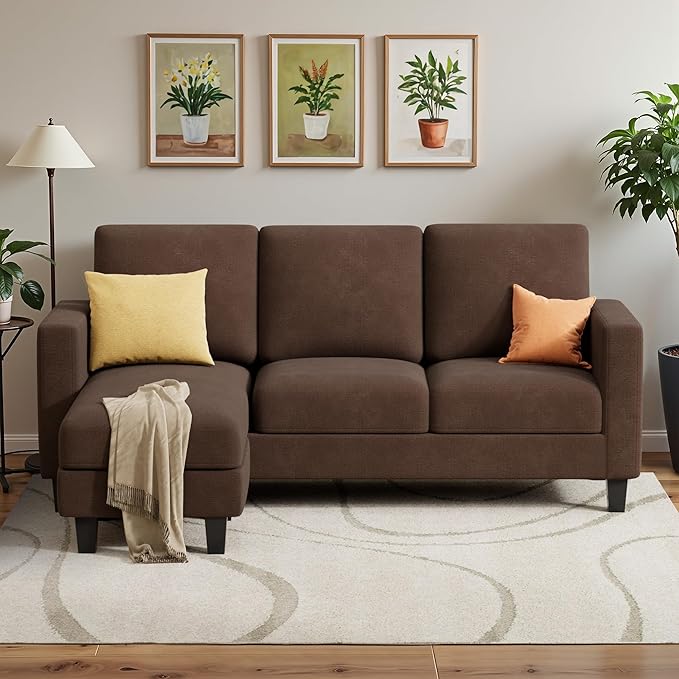 Convertible Sectional Sofa Couch,3 Seats L-Shaped Couch