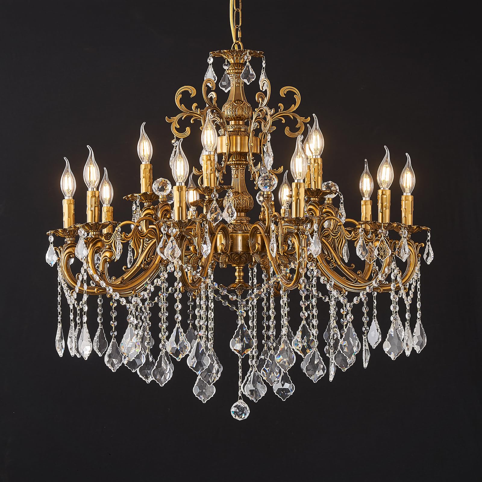 15 Light Classic Vintage Crystal Candle Chandeliers for Living Room Dining Room Foyer