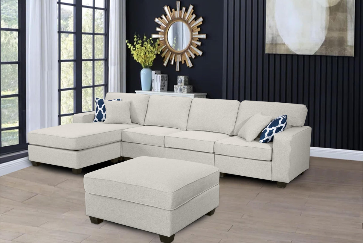 130'' Reversible Modular Sofa Couche with Ottoman Sectional