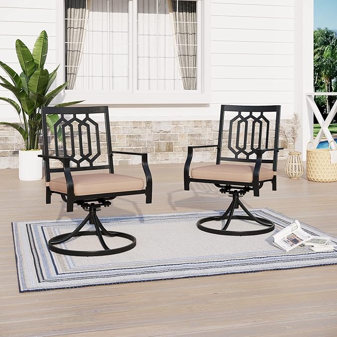 Patio Dining Chairs Set of 6, Outdoor Metal Armchairs, Outdoor Dining Chairs
