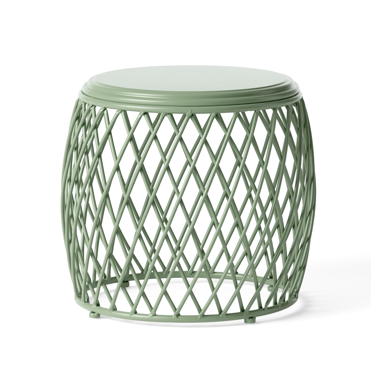 Alamera Outdoor Lattice Iron Side Table, 19", Matte Green