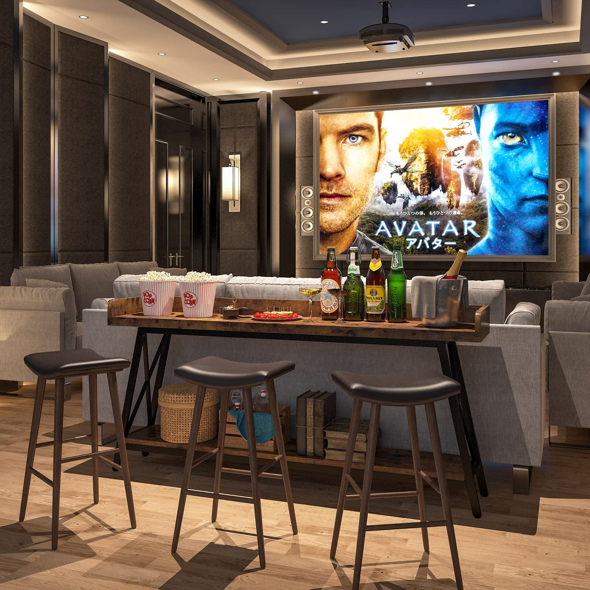 70.9 inch Extra Long Console Table Behind Couch, Rustic Industrial Sofa Table for Living Room,