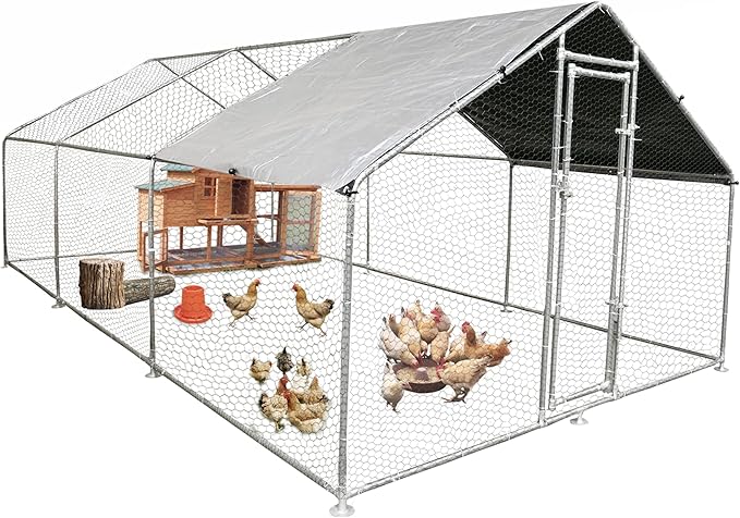 SpireTop XL Walk-In Metal Chicken Coop with PE Tarp Roof