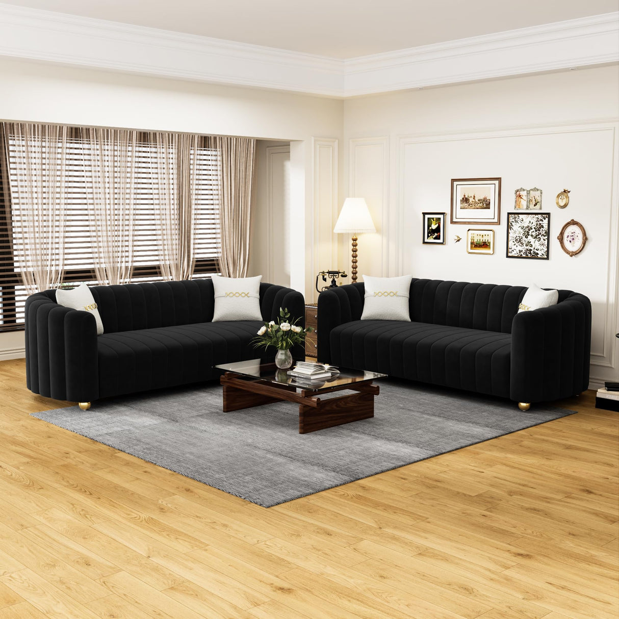 83'' Luxury Velvet Sofa Mid Century Modern 3 Seat Couch for 3 Person Fashion Comfy Couches