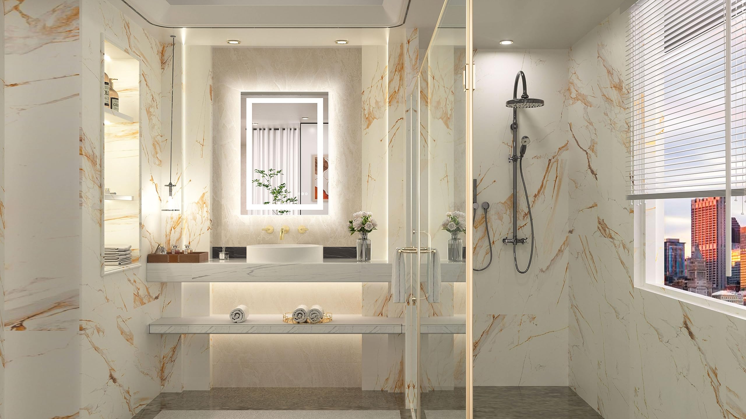 LED Bathroom Mirror Frontlit & Backlit Lighted Vanity Mirror