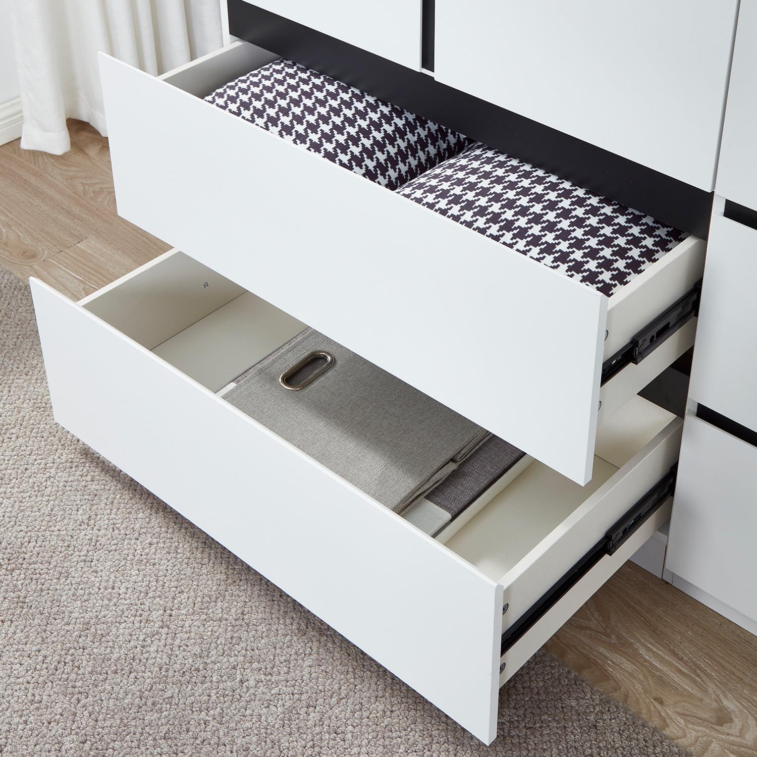 74.2" Tall 4-Doors 4 Drawers White Wardrobe Armoire Closet