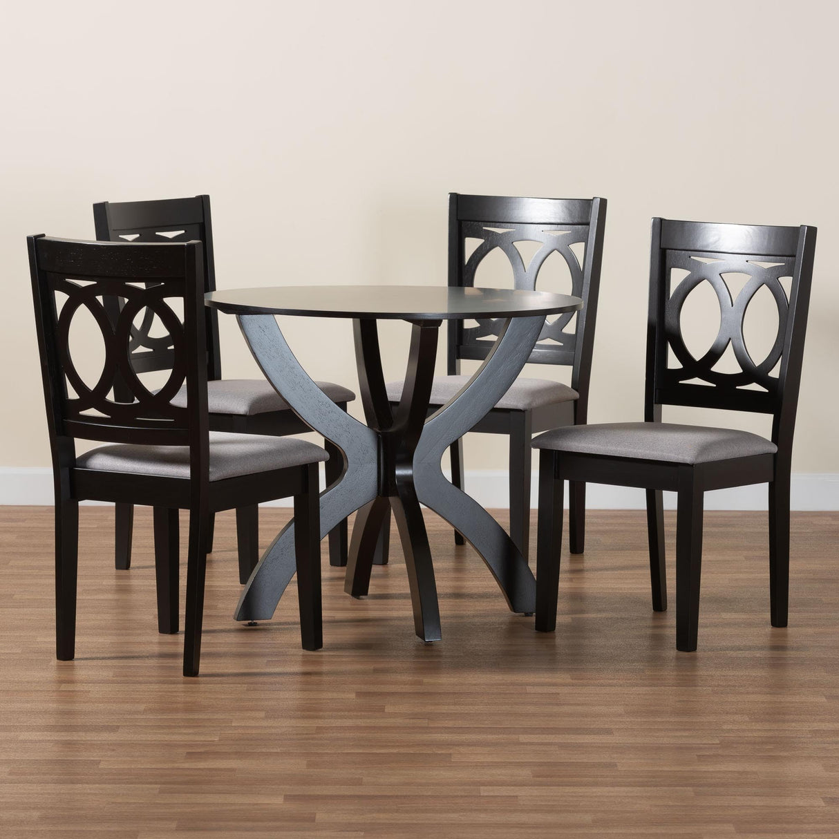 Dining Set, 5-Piece, Grey/Espresso Brown