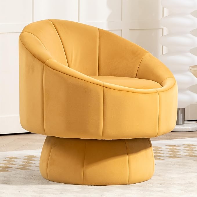 Accent Chair for Living Room Swivel Barrel Accent Chair,Swivel Chair 360°Sofa,Modern Comfy Chair Upholstered Small Round Chair with Velvet Fabirc, for Bedroom/Living Room/Office