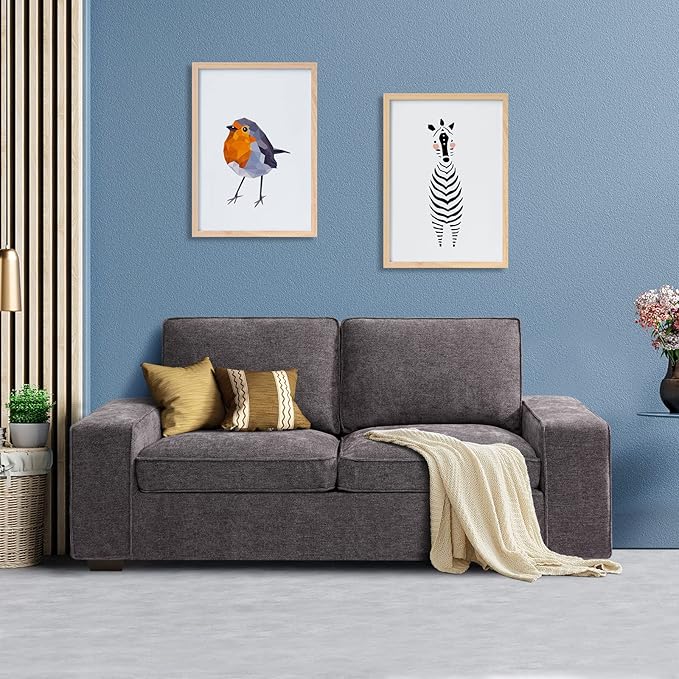 71.25" Modern Loveseat Sofas for Living Room, Fabric Chenille Couch with Solid Wood,