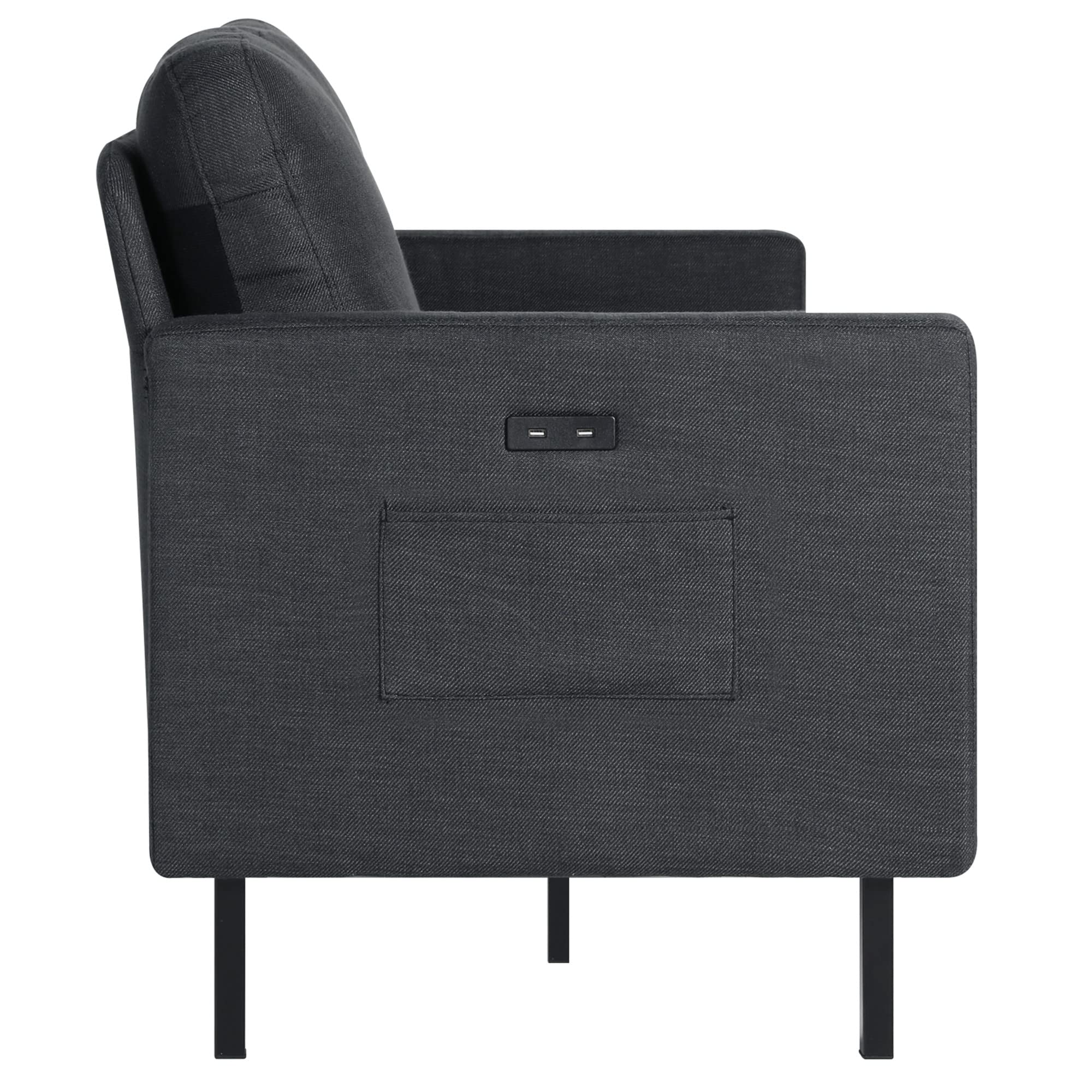 72" W Fabric 3 Seater Couch with 2 USB, Comfortable Sectional Couches and Sofas