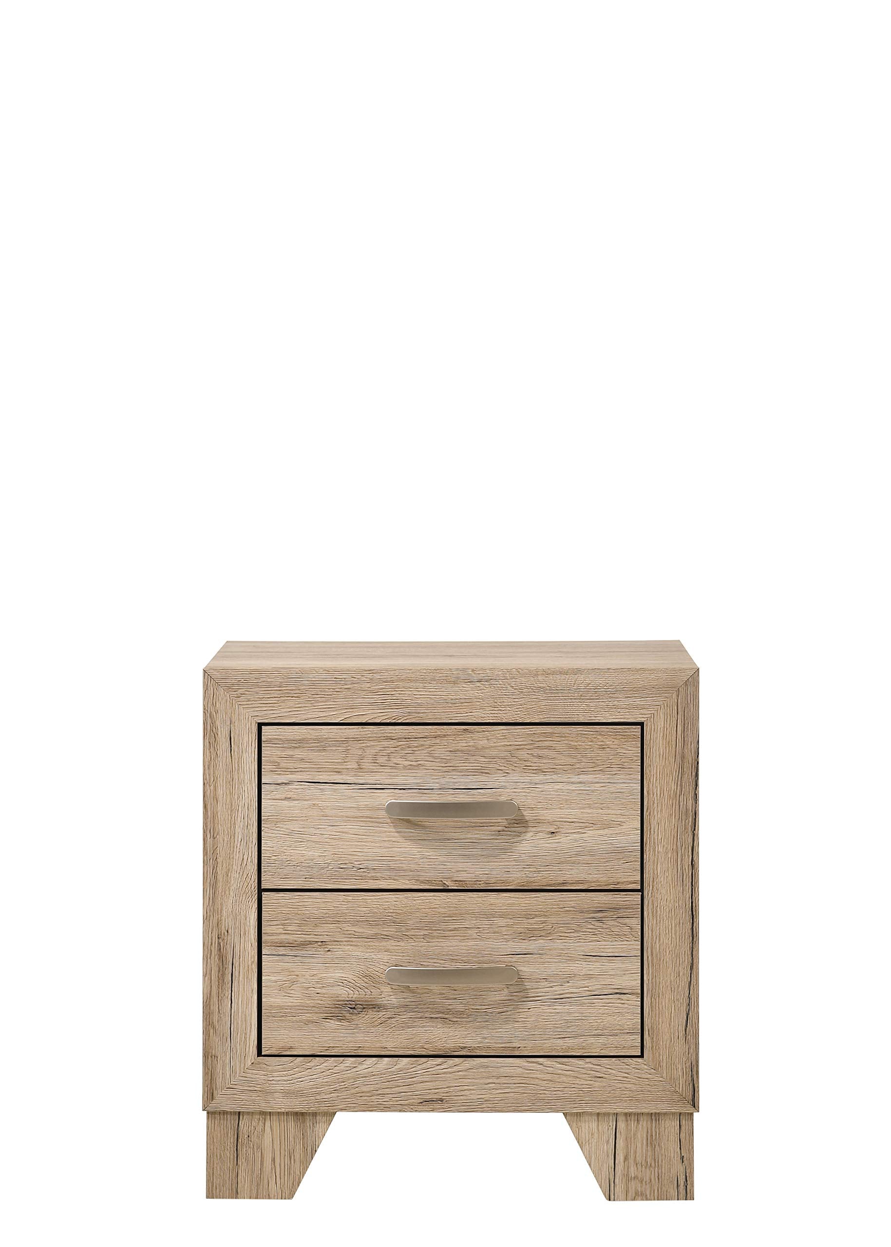 Miquell 2-Drawer Wooden Nightstand in Natural