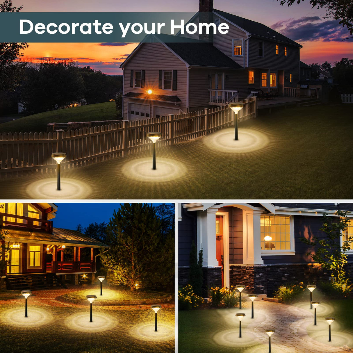 Pathway Lights 8 Pack, Solar Lights Outdoor, Warm White Solar Path Lights Waterproof