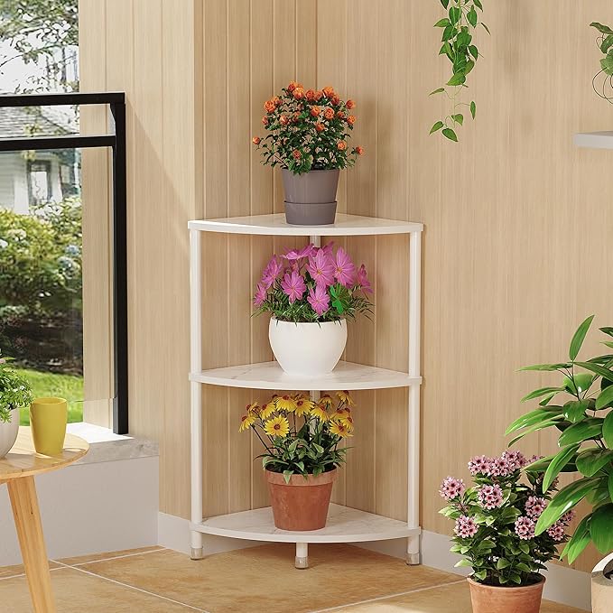 Corner Plant Stand Shelf, 5 Tier Tall Shelf Plant Stand for Indoor Plants, Rustic Brown