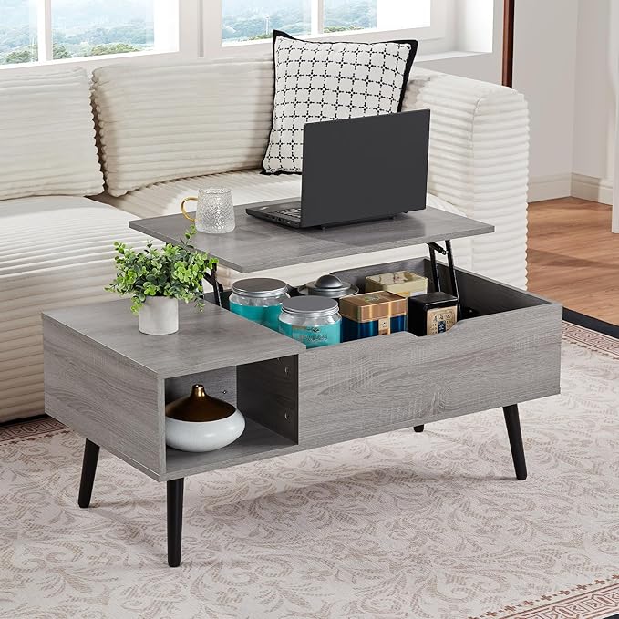 Coffee Tables for Living Room, Wood Lift Top Coffee Table with Storage Shelf