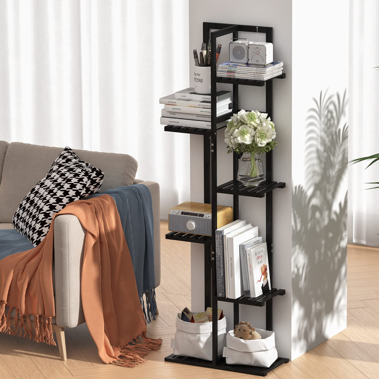 6-Tier Bamboo Plant Stand – Indoor & Outdoor Multi-Pot Shelf