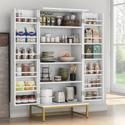 51” Pantry Cabinets, White Freestanding Kitchen Pantry Storage Cabinet with Adjustable