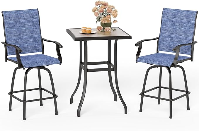 Outdoor Bar Stools Set of 4, Patio Bar Height Sling Chairs