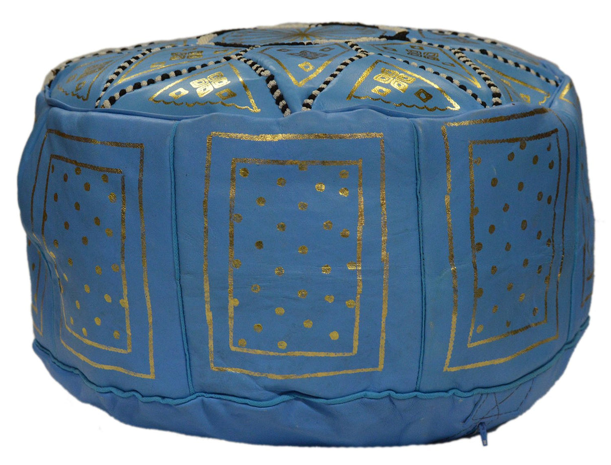 Morocco Moroccan Pouf Hand Made 100% Leather Ottoman Comfortable Round Design Foot Stool
