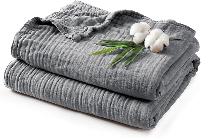 Cooling Muslin Throw Blanket for Hot Sleepers, 60% Rayon Derived from Bamboo