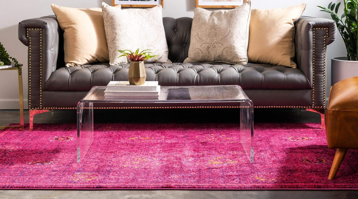 Fleur Collection Rug – 7' x 10' Red Medium-Pile Rug Perfect for Bedrooms, Dining Rooms,