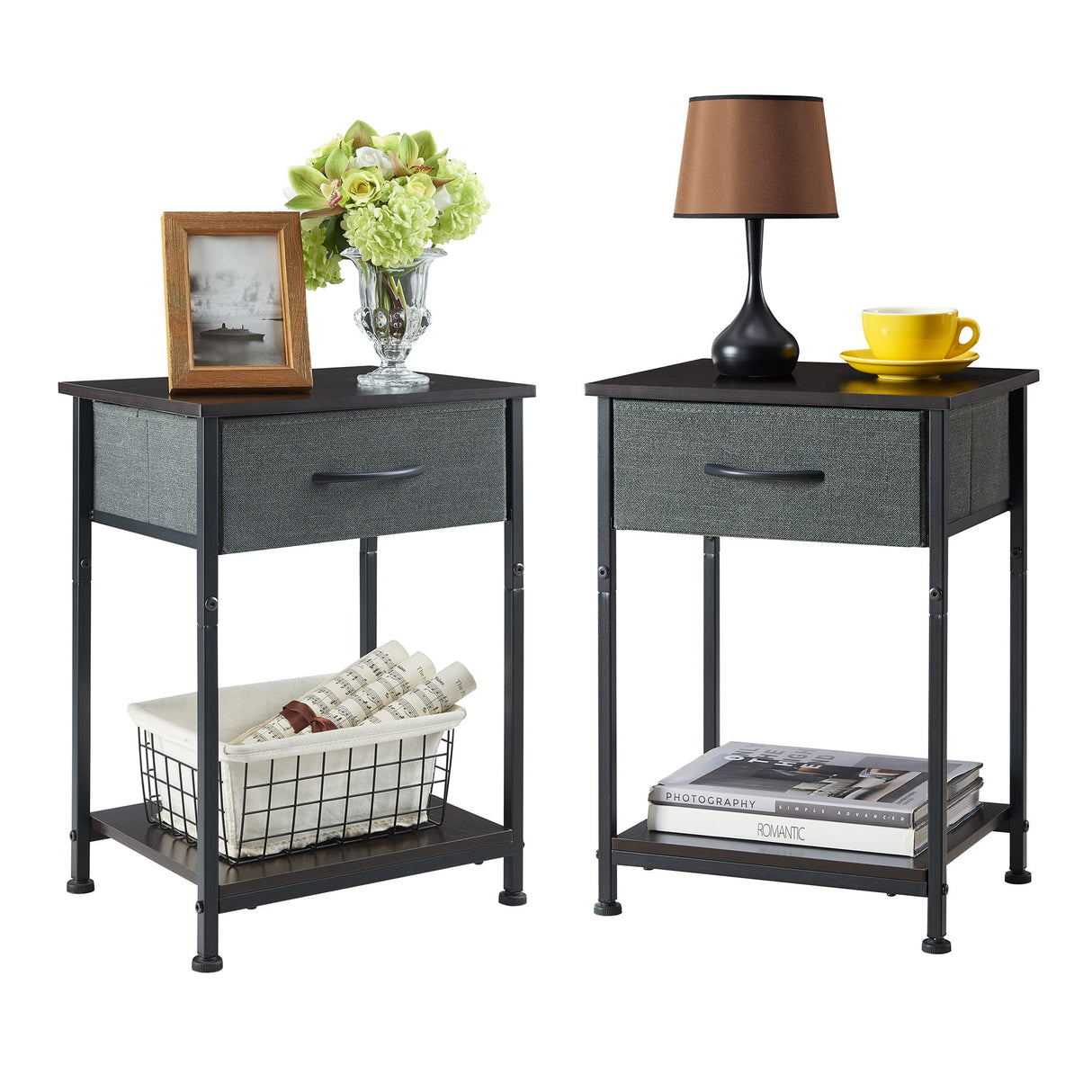 Nightstand Set of 2, Bedside Table End Table