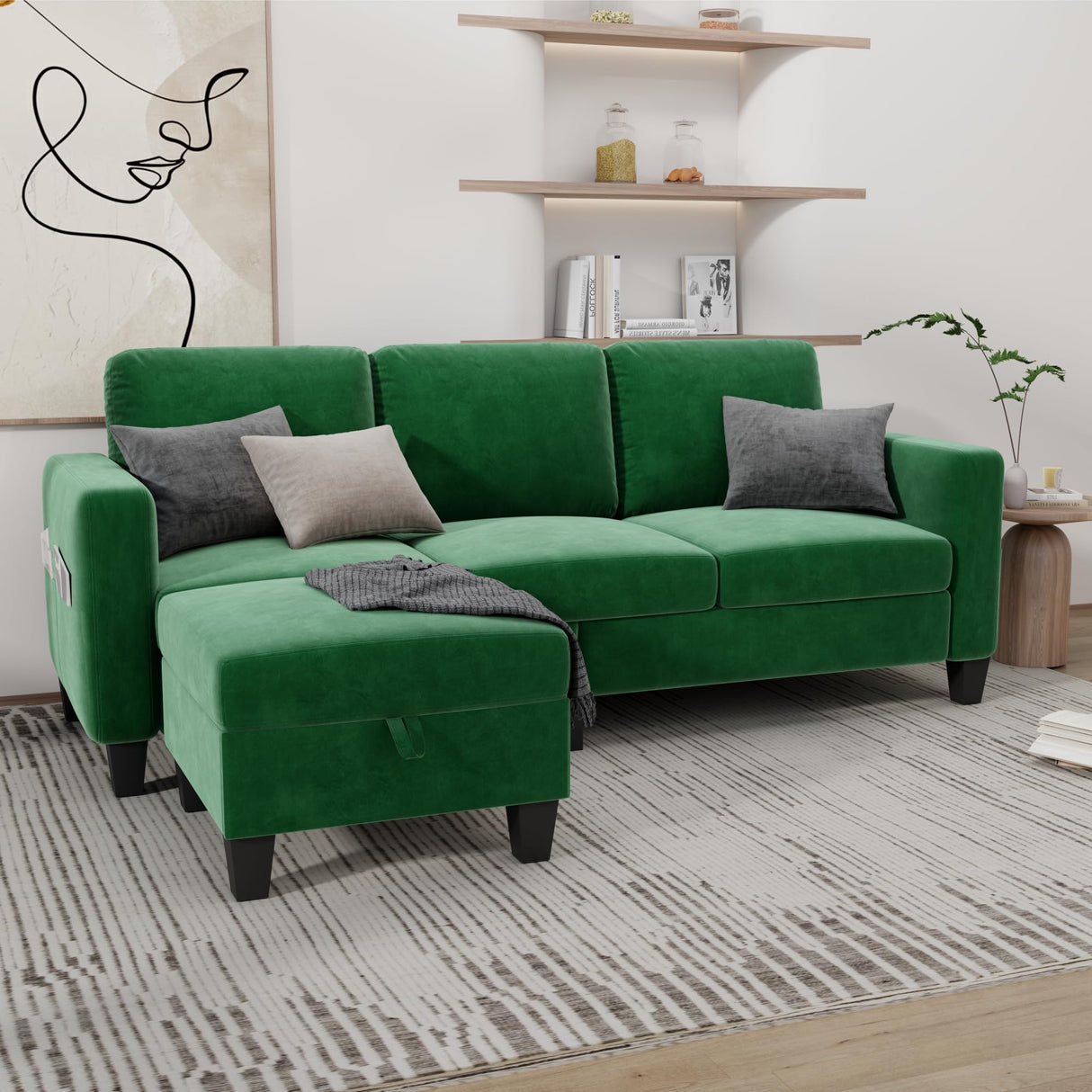 Couch for Living Room, Small Sectional Couch, 78" L Shaped Sofa 3 Seat Modern Sofa