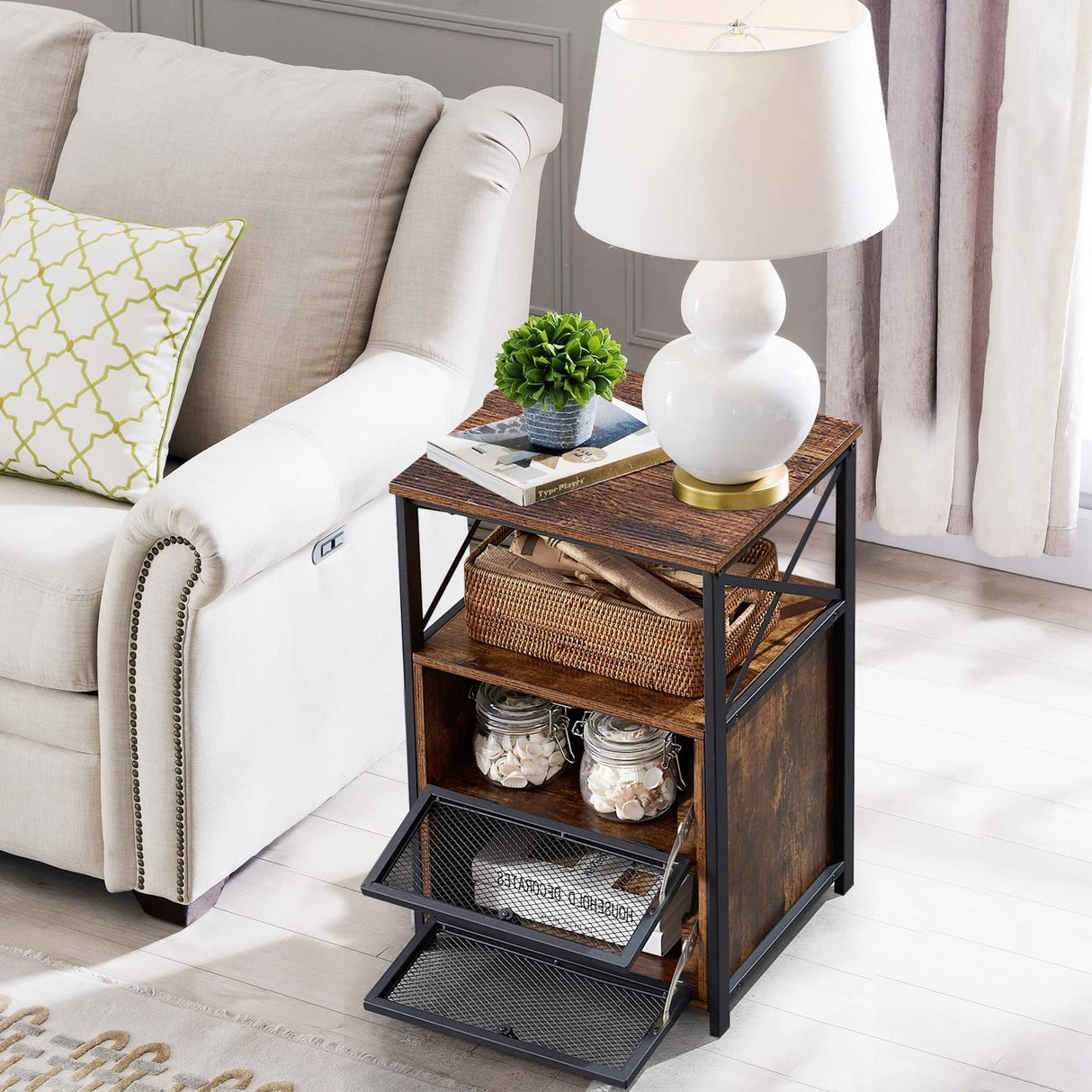 Nightstand Set of 2 with Drawer, Modern Night Stand