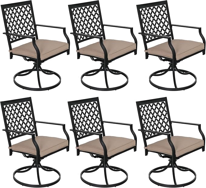 Patio Dining Chairs Set of 6, Outdoor Metal Armchairs, Outdoor Dining Chairs