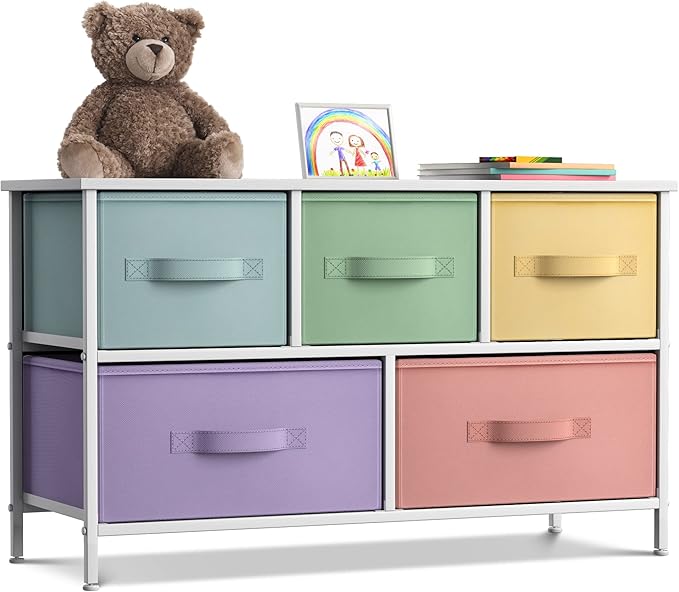Kids Dresser with 5 Drawers - Storage Chest Organizer Unit