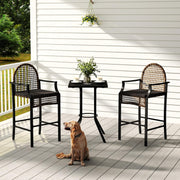 Outdoor High Stool Bistro Set with 2 Bar Chairs, 3 Piece Patio Bar Table Sets