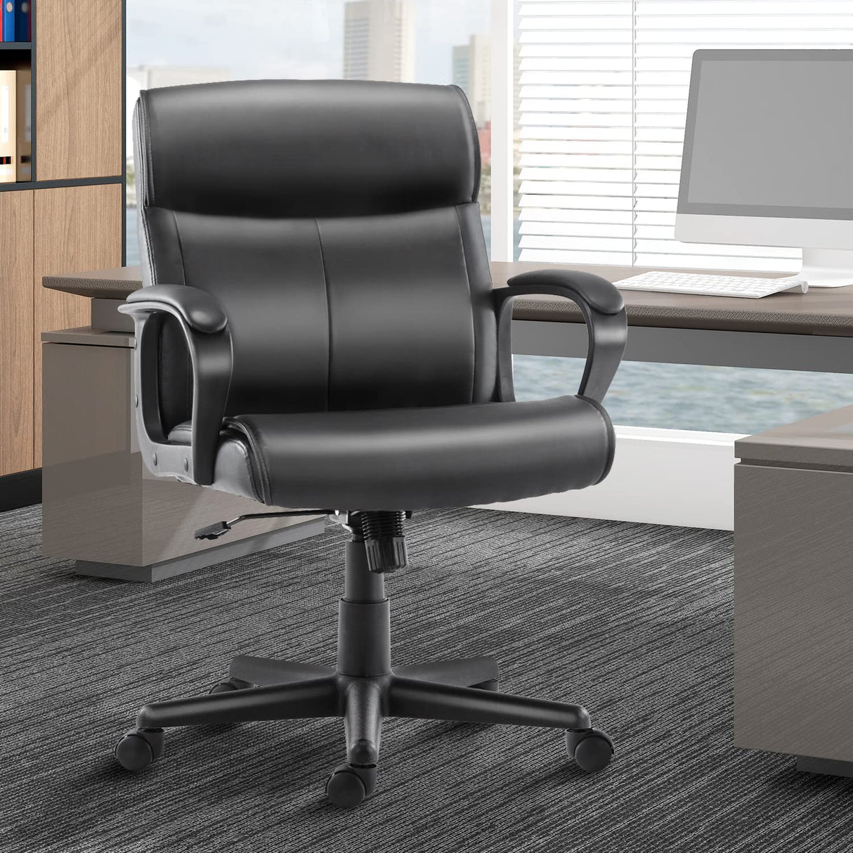 Home Office Chair Mid-Back Office Computer Desk Chair with Armrest Adjustable