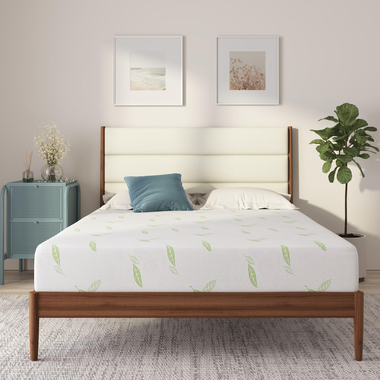 Twin XL Size Mattress, 6 Inch Anula Green Tea Infused Memory Foam Mattress