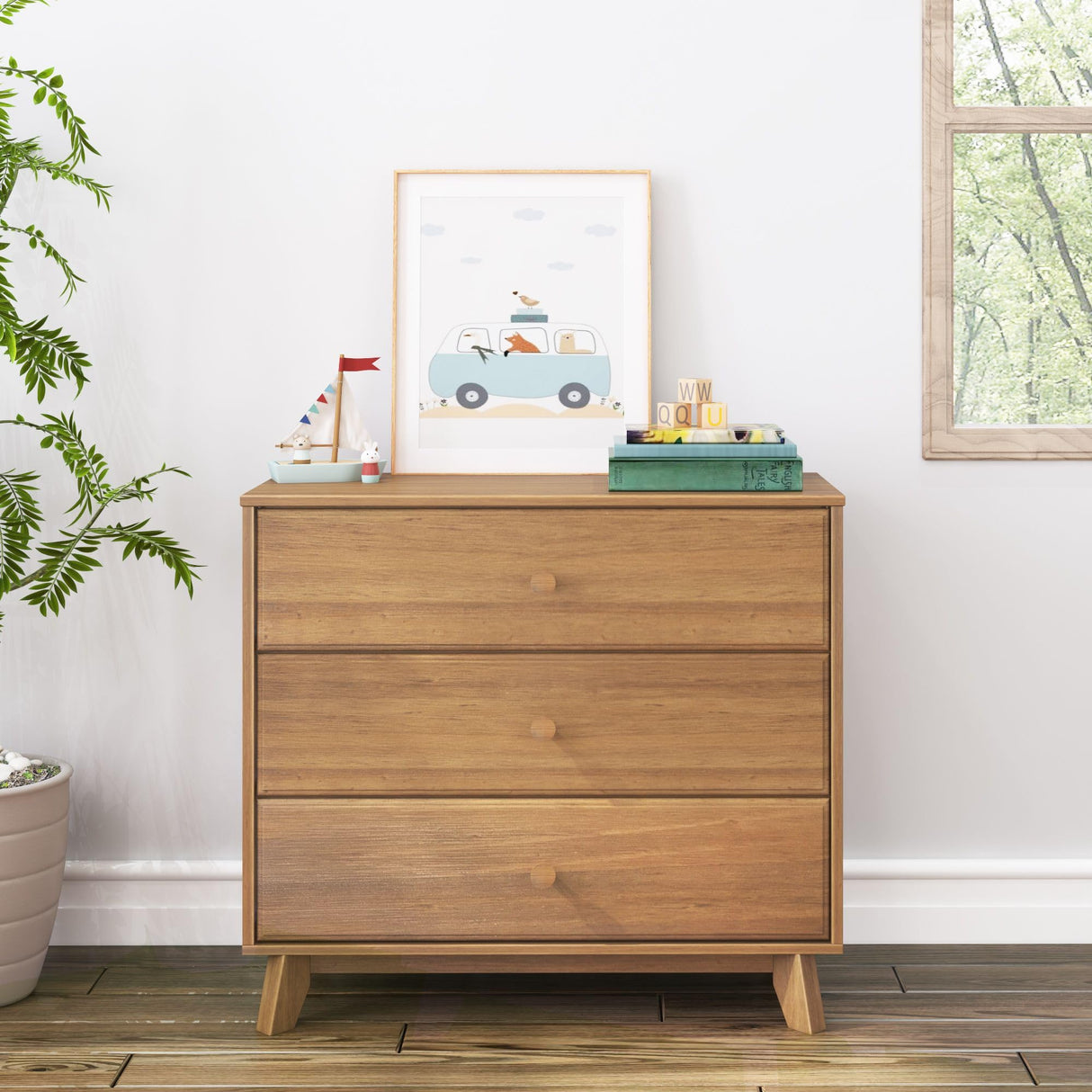Max & Lily 3 Drawer Dresser, Pecan