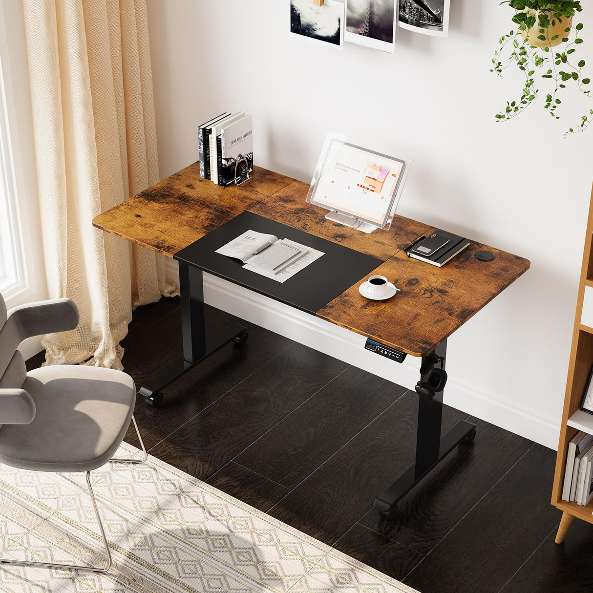 55x28 Inches Electric Height Adjustable Standing Desk, Sit Stand Desk with Memory Controller