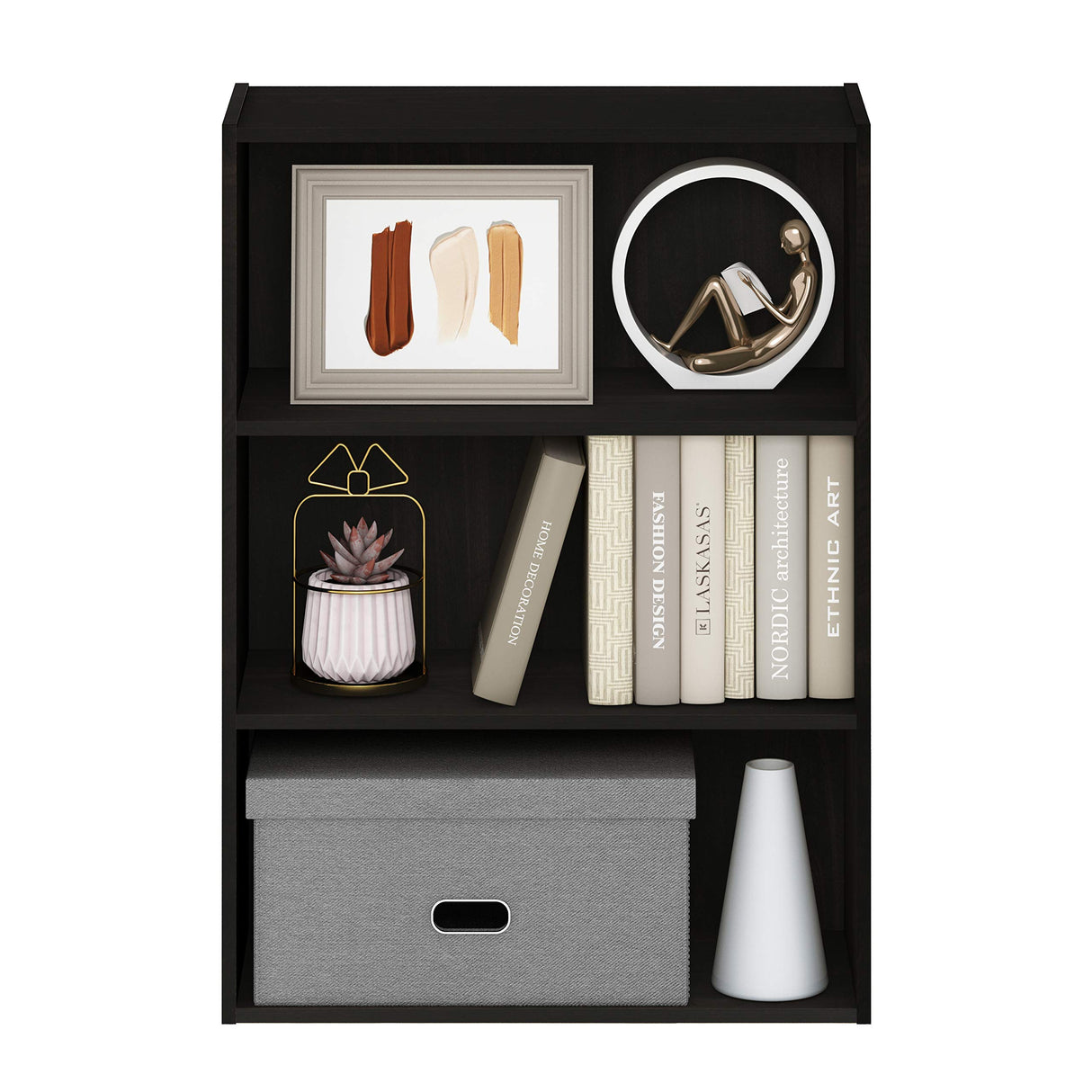 Pasir 3-Tier Open Shelf Bookcase, Dark Espresso