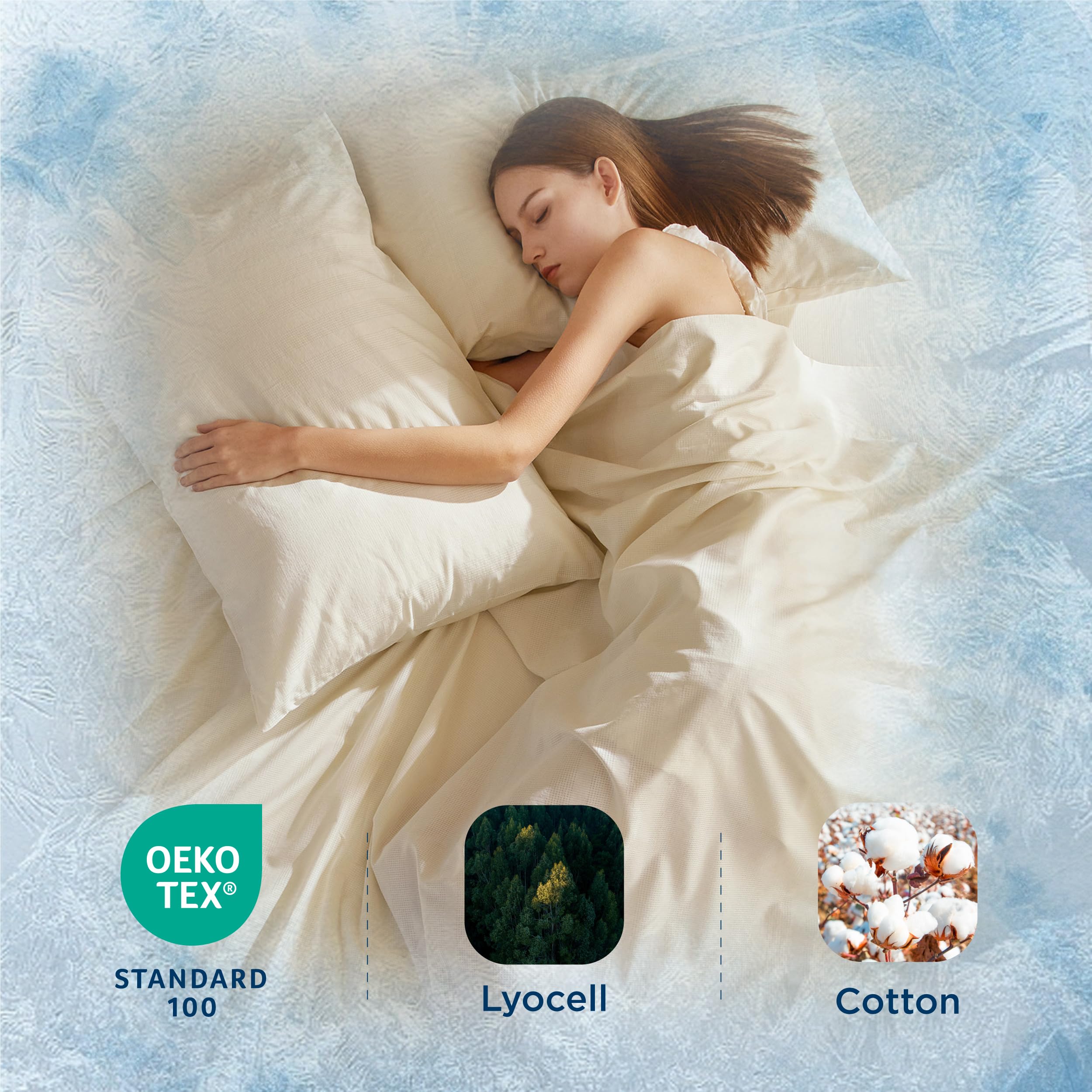 Cooling Sheets for Hot Sleeper, Lyocell Cotton Queen Size Sheets, Temperature