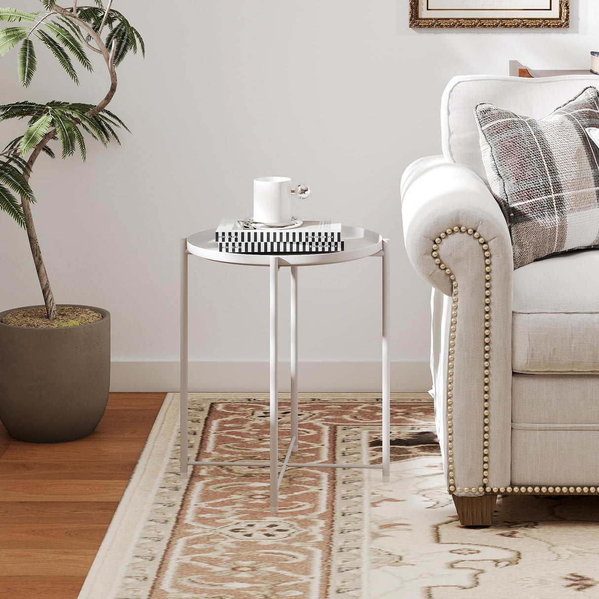 Tray Metal End Table, Sofa Table Small Round Side Tables