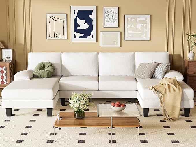 Sofa 110” Corduroy Sectional Comfy Couches for Living Room